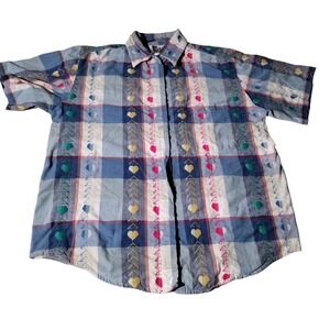 VINTAGE Rare Jeans Wear Valentines Sz M Dingy Faded S/S Button Front Shirt